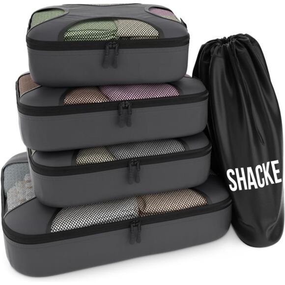 5 Set Packing Cubes for Travel Lightweight Luggage Organizer (Dark Grey) - Picture 1 of 7
